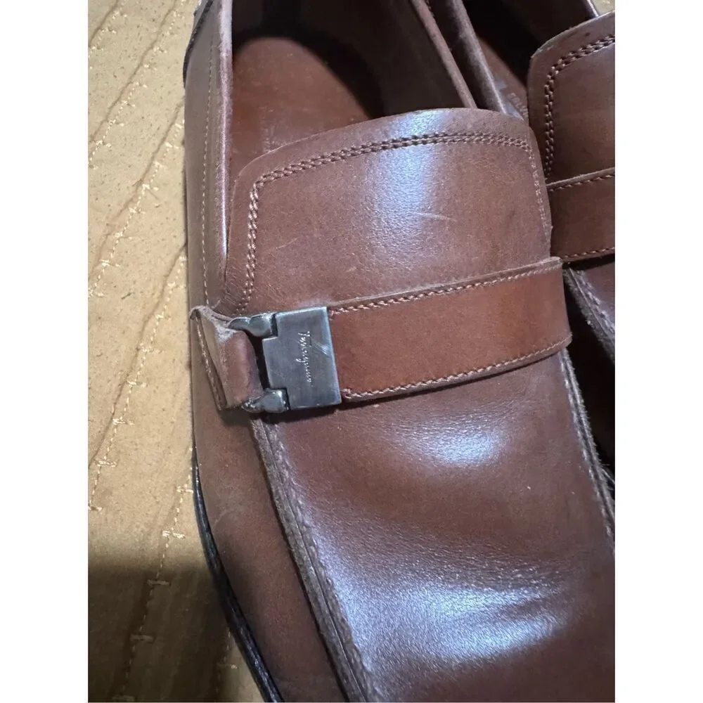 Salvatore Ferragamo brown leather dress shoe loafers men’s 8 1/2